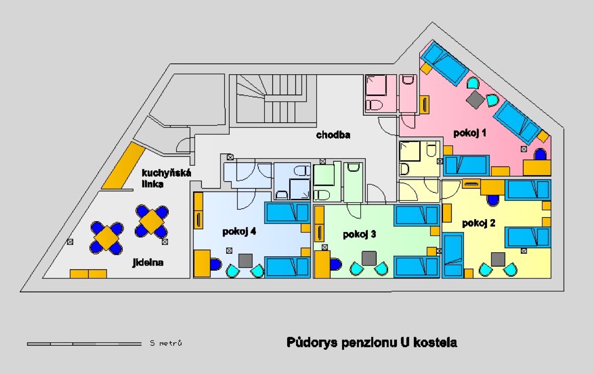 Půdorys penzionu